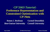 CP’2003 Tutorial: Preference Representation and Constrained Optimization with CP-Nets