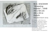 M.C. ESCHER "Drawing  Hands", 1948  70 x 50 cm 28 x 20 in Dutch Modernism era
