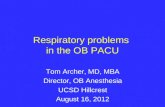 Respiratory problems  in the OB PACU