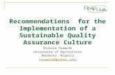Recommendations  for the Implementation of a Sustainable Quality Assurance Culture