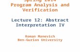 Spring 2014 Program Analysis and Verification Lecture 12: Abstract Interpretation  IV
