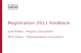 Registration 2011 feedback Julie Fiwka – Project Consultant Terri Glynn – Development Consultant