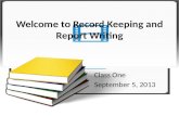 Welcome to Record Keeping and Report Writing