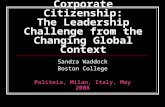 Corporate Citizenship: The Leadership Challenge from the Changing Global Context