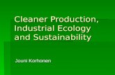 Cleaner Production, Industrial Ecology and Sustainability