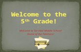 Welcome to the  5 th  Grade!