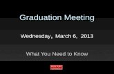 Graduation Meeting Wednesday ,  March 6,  2013