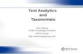 Text Analytics  and Taxonomies