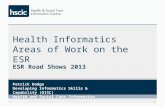 Health Informatics Areas of Work on the ESR