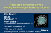 Mesoscopic simulations of the  rheology of entangled wormlike micelles
