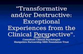 "Transformative and/or Destructive: Exceptional Experiences from the Clinical Perspective".