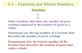 4.1 – Fractions and Mixed Numbers