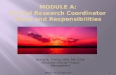 MODULE A: Clinical Research Coordinator  Roles and Responsibilities