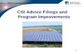 CSI Advice Filings and Program Improvements