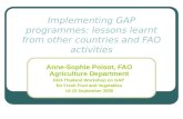 Implementing GAP programmes: lessons learnt from other countries and FAO activities