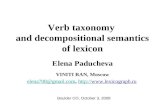 Verb taxonomy  and decompositional semantics of lexicon