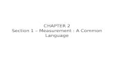 CHAPTER 2 Section 1 – Measurement : A Common Language