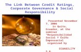 The Link Between Credit Ratings,   Corporate Governance & Social Responsibility