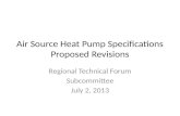 Air Source Heat Pump Specifications Proposed Revisions