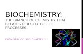 Biochemistry: The branch of chemistry that relates directly to life processes