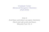 Unit 4 Acid-base and donor-acceptor chemistry Hard and soft acids and bases Miessler/Tarr Ch. 6
