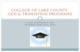 COLLEGE OF LAKE COUNTY  GED & TRANSITION PROGRAMS