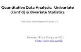 Quantitative Data Analysis:  Univariate (cont’d) & Bivariate Statistics