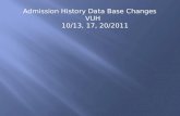 Admission History Data Base Changes  VUH   10/13, 17, 20/2011