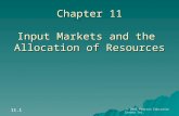 Chapter 11 Input Markets and the  Allocation of Resources