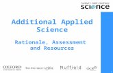 Additional Applied Science Rationale, Assessment  and Resources