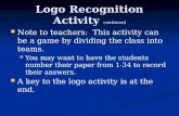 Logo Recognition Activity  continued