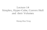 Lecture 14 Simplex, Hyper-Cube, Convex Hull and  their Volumes