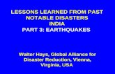 LESSONS LEARNED FROM PAST NOTABLE DISASTERS INDIA PART 3: EARTHQUAKES