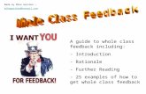 A guide to whole class feedback including:  Introduction  Rationale  Further Reading
