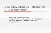 Disability Studies – Research & Dissemination