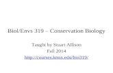 Biol/Envs 319 – Conservation Biology