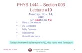 PHYS 1444 – Section 003 Lecture #19