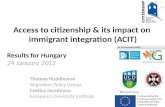 Access to citizenship & its impact on  immigrant integration (ACIT) Results for Hungary