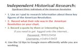 Independent Historical Research:  Significant Ethnic Individuals of the American Revolution