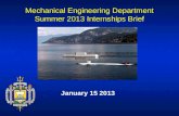 Mechanical Engineering Department Summer 2013 Internships Brief