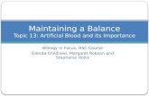 Maintaining a Balance Topic 13: Artificial Blood and its Importance
