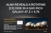 ALMA reveals a rotating [CII] disk in a gas rich galaxy at z = 4.76