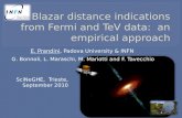 Blazar  distance indications from Fermi and  TeV  data:  an empirical approach