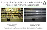 Library Closure and Continued Collection   Access: the AlphaPlus Experience