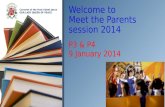 Welcome to  Meet the Parents session 2014