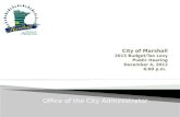 City of Marshall 2013 Budget/Tax Levy Public Hearing December 4, 2012 6:00 p.m.