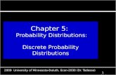 Chapter  5:   Probability Distributions: Discrete Probability Distributions