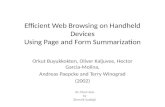 Efficient Web Browsing on Handheld Devices Using Page and Form Summarization
