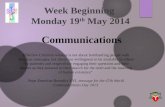 Week Beginning  Monday  19 th May 2014