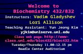 Welcome to Biochemistry 432/832